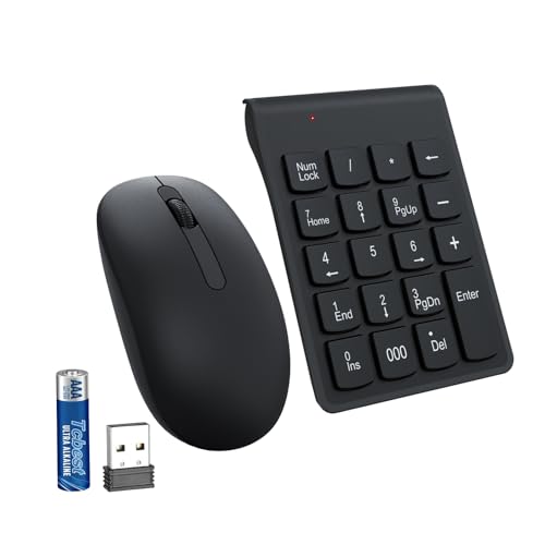 LOONASA Kabellose Ziffernblock und Maus mit Batterien, Mini 2,4 G 19 Tasten Nummernblock, verbesserte Version von 10 Tasten USB-Tastatur, tragbare leise Erweiterungen Tastatur für Laptop, PC, Desktop, LOONASA Kabellose Ziffernblock und Maus mit Batterien, Mini 2,4 G 19 Tasten Nummernblock, verbesserte Version von 10 Tasten USB-Tastatur, tragbare leise Erweiterungen Tastatur für Laptop, PC, Desktop, von LOONASA