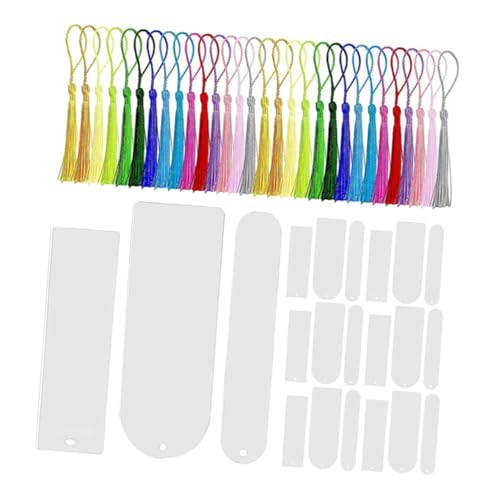 LOPUNER 30 Teiliges Lesezeichen Set Aus Acryl Zum Basteln Glänzende Rohlinge Marker Bunte Seiten Rechteckige Runde Lesezeichen Durchscheinende Schlüssel Acetat Klare Lesezeichen von LOPUNER