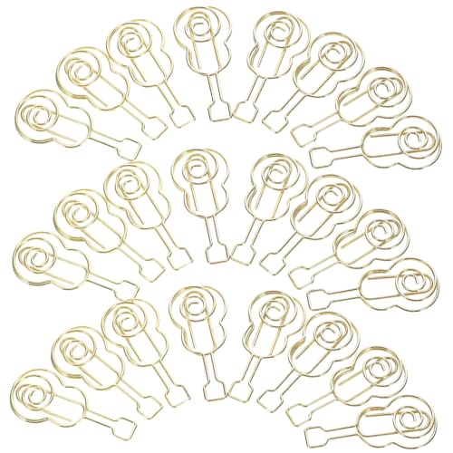 LOPUNER 50 Stück Musikpapierclip Büroklammern für Violine Kleine Papierklammern Jumbo Hochzeit Büroklammern Büro Büroklammern Clips Lesezeichen aus Papier kleine Büroklammern Metall Golden von LOPUNER