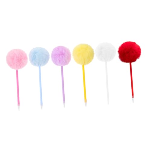 LOPUNER 6 Stück Den Stift Entpacken Süßer Stift Stifte Für Die Schule Süße Schulsachen Rosa Stift Schreiben Pom-pom-stift Süßes Stationäres Kinderstift Tagebuchstifte Weiß Ball Plüsch von LOPUNER