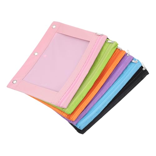 LOPUNER 6 Stück Taschenbeutel Ordnertasche aus Stoff Binder Federmäppchen 3-Loch-Mappentaschen Bleistiftfälle reißverschlüsse spannverschluss Schreibwaren Binder aus Oxford-Stoff Etui PVC von LOPUNER