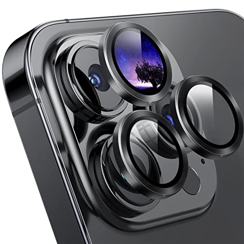 LORDSON 4 Stücke Kameraschutz kompatibel mit iPhone 14 Pro/14 Pro Max Kamera Schutzfolie, Aluminiumlegierung Linsenschutz Ring Objektiv Schutz Folie Glas Schutzglas Camera Protector (Graphit) von LORDSON
