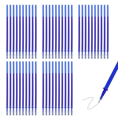 LOREC 50 Stück Radierbare Ersatzminen, Ersatzminen Radierbar Blau 0,35mm für Radierbarer Kugelschreiber Radierbar Ersatzminen Radierbarer Ersatzminen Radierbare Refill für Kinder Büro Schule Studenten von LOREC