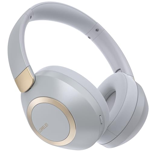 LORELEI B-C6 Kabellose Over-Ear-Kopfhörer, 50H Playtime Faltbare, leichte Bluetooth-Headsets, Tiefe Bässe, eingebautes Mikrofon, Ohrenschützer aus Memory-Schaumstoff, für Reisen(Smoke Gray) von LORELEI