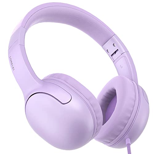 LORELEI E5 Kabelgebundene Kopfhörer für Kinder Faltbare & 3,5mm Klinkenbuchse Verwicklungsfreie Nylondraht-Stereo-On-Ear-Headsets für Kinder/Kinder/Schule/Tablet/Ipad/Kiddle (lila) von LORELEI