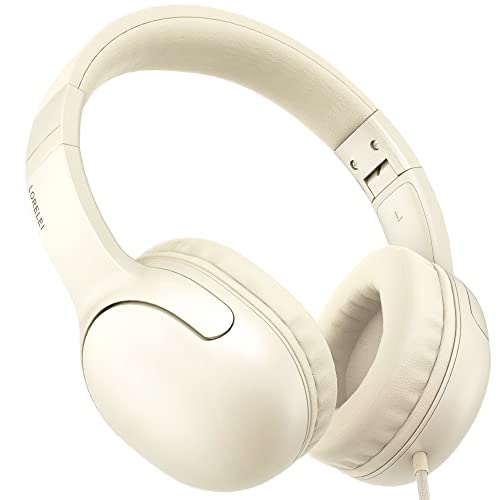 LORELEI E5 Kabelgebundene Kopfhörer für Kinder Faltbare & 3,5mm Klinkenbuchse Verwicklungsfreie Nylondraht-Stereo-On-Ear-Headsets für Kinder / Kinder / Schule / Tablet / Ipad / Kiddle(Beigeweiß) von LORELEI