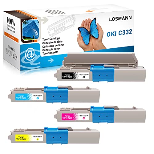 4x LOSMANN XXL Toner Kompatibel OKI C332 C 332 46508712 46508711 46508710 46508709 für OKI C 332 DN/C 332 DNW/M C363 DN/M C363 DNW/M C363 N Drucker (Schwarz/Cyan/Magenta/Gelb) von LOSMANN