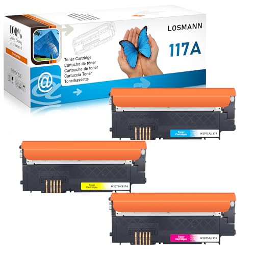 LOSMANN 117A Toner Set Kompatibel für HP 117A Toner mit Chip für HP Color Laser 150a 179fwg 178nwg 179fnw 178nw 150nw 178 179 W2071A W2072A W2073A (Cyan Gelb Magenta 3er-Pack) von LOSMANN