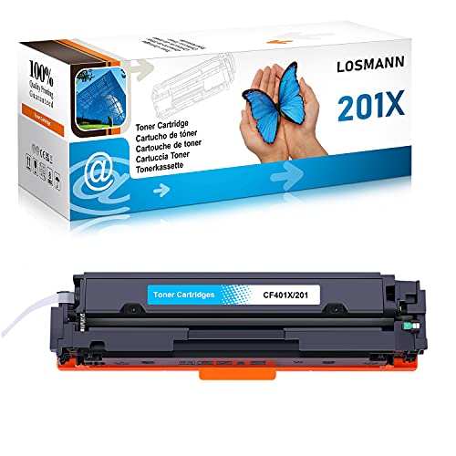 LOSMANN 1x Toner Kompatibel für HP CF401X 201X CF401A 201A für HP Color Laserjet Pro M252dn M252dw M252n M270 Series M274dn M274n MFP M270 Series MFP M277c6 MFP M277dw MFP M277n - Cyan 2.300 Seiten von LOSMANN