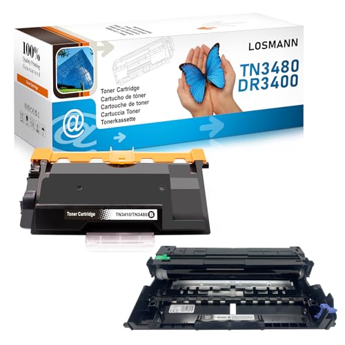 LOSMANN 1x Toner und 1x Trommel Kompatible für Brother TN3480 TN3430 DR3400 HL-L5000D HL-L5100DN HL-L5200DW HL-L6400DW HL-L5200DWT MFC-L5750DW MFC-L5700DW MFC-L5800DW MFC-L5850DW MFC-L6900DW (2 Pack) von LOSMANN