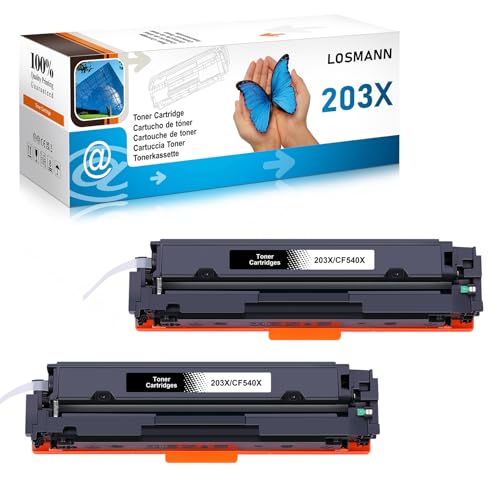 LOSMANN 203X Toner Kompatible für HP 203X CF540X 203A CF540A für HP Color Laserjet Pro MFP M281fdw MFP M280nw MFP M281cdw MFP M281fdn, HP Color Laserjet Pro M254dw M254dn M254nw (Schwarz, 2er-Pack) von LOSMANN