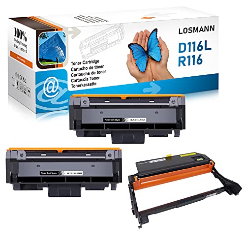 LOSMANN 2X Toner-Kartusche & 1x Trommel Kompatibel für Samsung MLT-D116L MLT-R116 für SL Xpress M2620D M2620ND M2625D M2625F M2625FN M2625N M2626 M2675F M2675FN M2676 M2820D M2820DW M2820ND M2825DW von LOSMANN