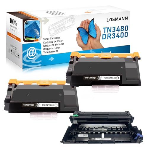 LOSMANN 2X Toner und 1x Trommel Kompatible für Brother TN3480 TN3430 DR3400 HL-L5000D HL-L5100DN HL-L5200DW HL-L6400DW HL-L5200DWT MFC-L5750DW MFC-L5700DW MFC-L5800DW MFC-L5850DW MFC-L6900DW (3 Pack) von LOSMANN