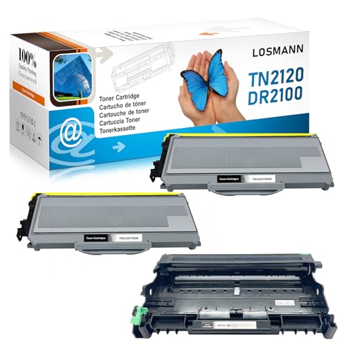 LOSMANN 2X Toner und 1x Trommel kompatibel für Brother TN2120 DR2100 für Brother DCP-7030 DCP-7040 DCP-7045N HL-2140 HL-2150N HL-2170 HL-2170W MFC-7320 MFC-7340 MFC-7440N MFC-7840W (3 Pack) von LOSMANN