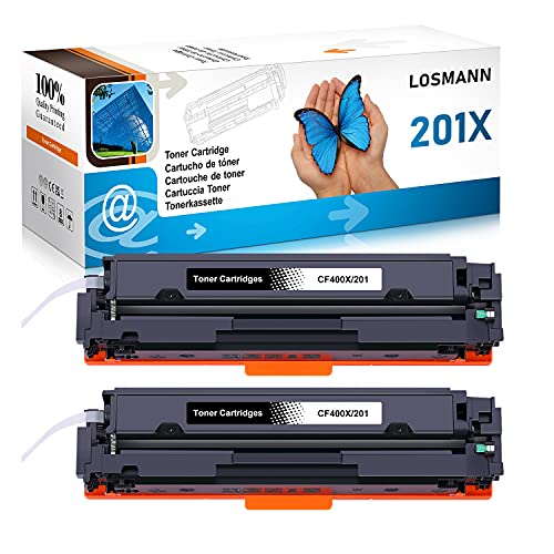 LOSMANN 2x Toner Kompatibel für HP CF400X 201X CF400A 201A für HP Color LaserJet Pro M252dn M252dw M252n M270 Series M274dn M274n MFP M270 Series MFP M277c6 MFP M277dw MFP M277n - Schwarz 2.800 Seiten von LOSMANN