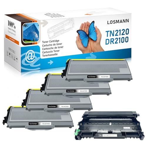LOSMANN 4X Toner und 1x Trommel kompatibel für Brother TN2120 DR2100 für Brother DCP-7030 DCP-7040 DCP-7045N HL-2140 HL-2150N HL-2170 HL-2170W MFC-7320 MFC-7340 MFC-7440N MFC-7840W (5 Pack) von LOSMANN