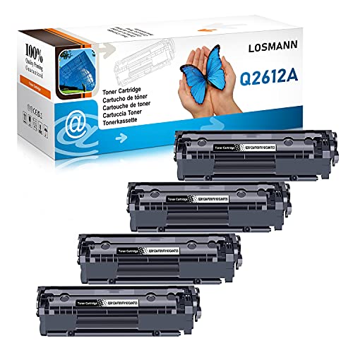 LOSMANN 4x Toner Kompatibel für Q2612A 12A FX9 FX10 CAN703 für Canon I-Sensys LBP-2900 LBP-2900b LBP-2900i LBP-3000 Lasershot LBP-2900 LBP-3000 HP Laserjet 1010 1012 1015 1018 1020 1022 1022N 1022NW von LOSMANN