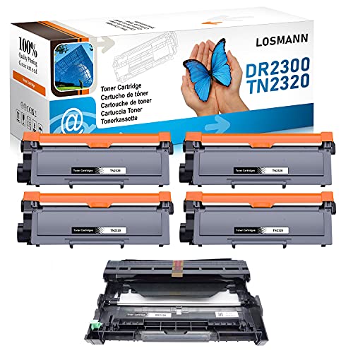 LOSMANN 4x Toner & 1x Trommel Kompatibel zu Brother TN2320 DR2300 für Brother HL-L 2380 DW DCP-L 2500 D DCP-L 2500 Series DCP-L 2520 DW DCP-L 2540 DN MFC-L 2703 DW MFC-L2720DW MFC-L2740CW MFC-L2740 DW von LOSMANN