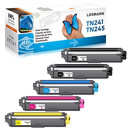 LOSMANN 5X Toner Kompatibel Brother TN-241 TN-245 für Brother HL-3140CW HL-3142CW HL-3150CDN HL-3150CDW HL-3152CDW HL-3170CDW HL-3172CDW DCP-9015CDW DCP-9020CDW DCP-9022CDW MFC-9130CW MFC-9140CDN von LOSMANN