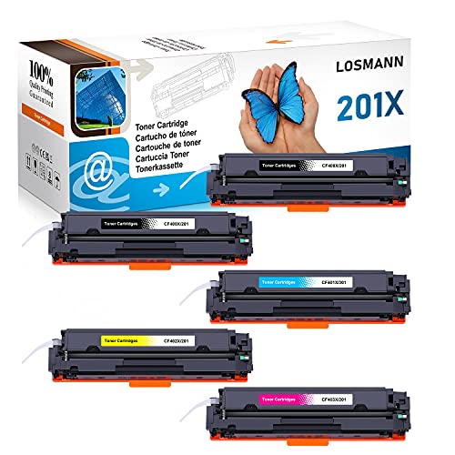 LOSMANN 5X Toner Kompatibel für HP CF400X CF401X CF402X CF403X 201X 201A CF400A für HP Color Laserjet Pro M252dn M252dw M252n M270 Series M274dn M274n MFP M270 Series MFP M277c6 MFP M277dw MFP M277n von LOSMANN