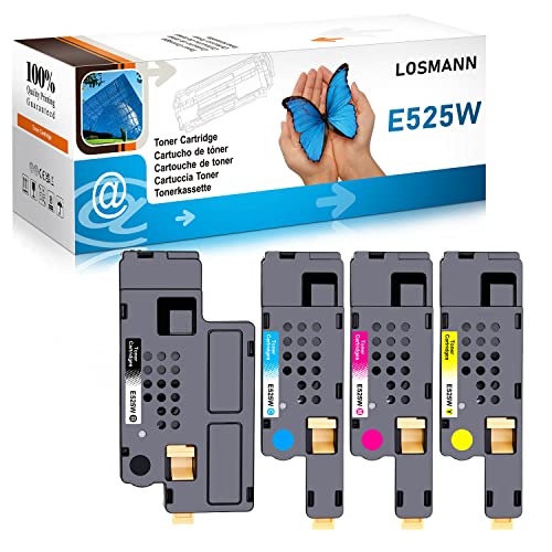 LOSMANN E525W kompatible Toner als Ersatz für Dell E525 E525w 593-BBLN 593-BBLZ 593-BBLV 593-BBLL (4er-Pack, 1 Schwarz, 1 Cyan, 1 Magenta, 1 Gelb) von LOSMANN