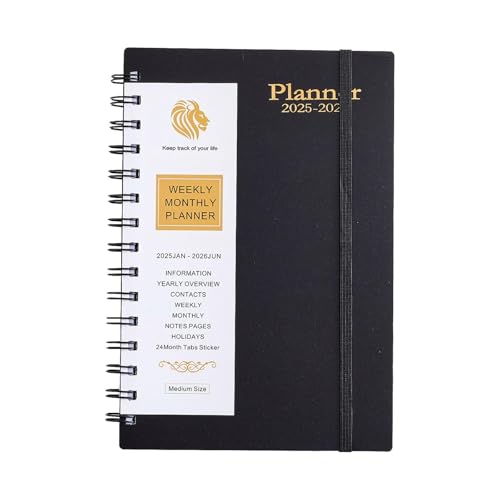 LOSVIP # 20252026 Jährliches, hocheffizientes Planungstool: Spiralgebundenes Monats- und Wochenplaner-Notizbuch (Black, One Size) von LOSVIP