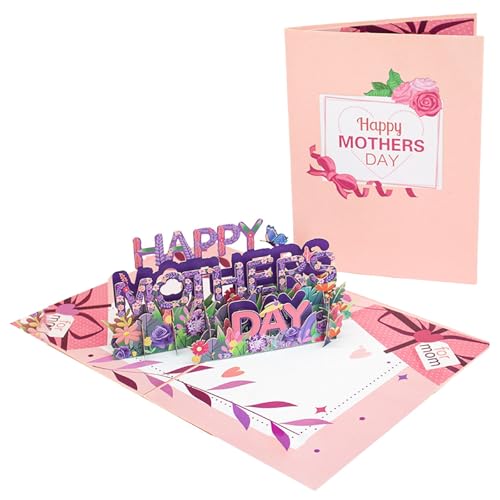LOSVIP Muttertagskarte, Muttertag Glückwunschkarte mit Umschlag und leeren Notizen, 3D-Karten, personalisierte Grußkarte, Muttertagsgeschenk (Pink, One Size) von LOSVIP