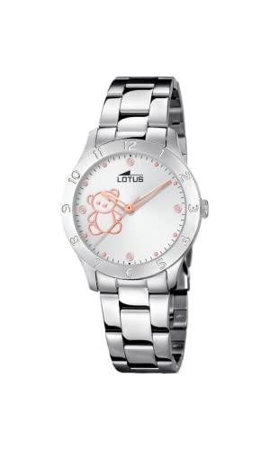 Lotus Kinder Armbanduhr Edelstahl Silber mit Bärchen 35mm von LOTUS