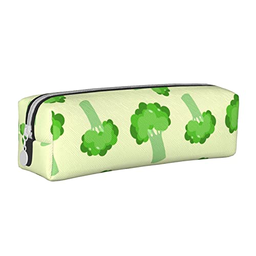 Cartoon Brokkoli Muster Leder Federmäppchen für Jungen Mädchen Schreibwaren Organizer Tasche Stifte Box Tragbare Federtasche von LOUJIN