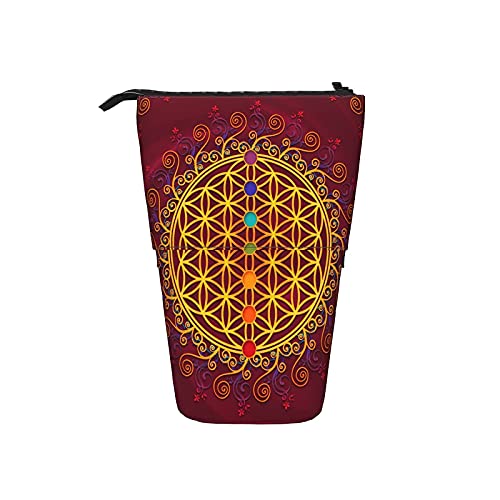 Teleskop-Federmäppchen, Mandala, Blume des Lebens, Federmäppchen, Organizer, Kosmetiktasche von LOUJIN