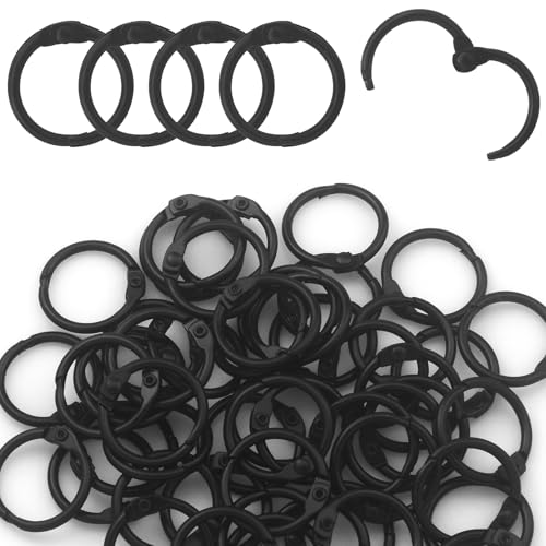 LOUZAGO 50 Stück Binderinge, schwarze Buchringe, Karteikartenring, Metallring, Binder-Clips, Schlüsselringe, Papierringe für Büro, Schule, Zuhause (Schwarz, 32 mm) von LOUZAGO