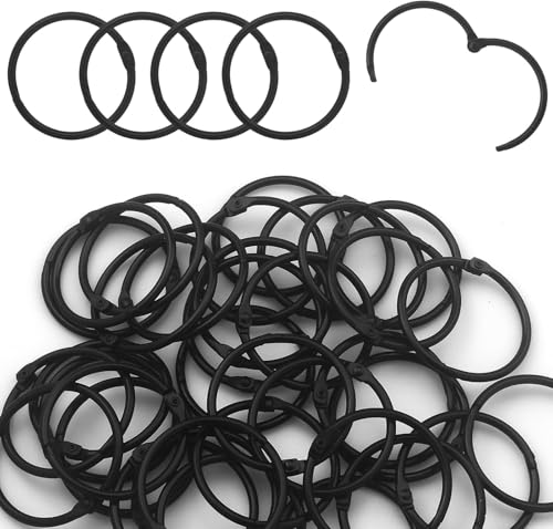 LOUZAGO 6 Stück Binderinge, schwarze Buchringe, Karteikartenring, Metallring, Binder-Clips, Schlüsselringe, Papierringe für Büro, Schule, Zuhause (Schwarz, 89 mm) von LOUZAGO