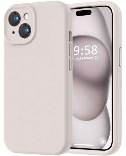 LOVE 3000 Kompatibel mit iPhone 15 Hülle, [glatte Silikon-Vollabdeckungskamera] [2,4 m Fallschutz], weiches Mikrofaserfutter, Ganzkörper-Schutzhülle für iPhone 15 15,5 cm (6,1 Zoll) – Stein von LOVE 3000