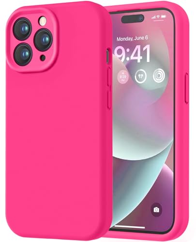 LOVE 3000 Schutzhülle für iPhone 14 Pro Max, Premium-Silikon mit weichem kratzfestem Mikrofaserfutter, stoßfeste Schutzhülle für Herren, Damen, Mädchen, 17 cm (6,7 Zoll), Hot Pink von LOVE 3000