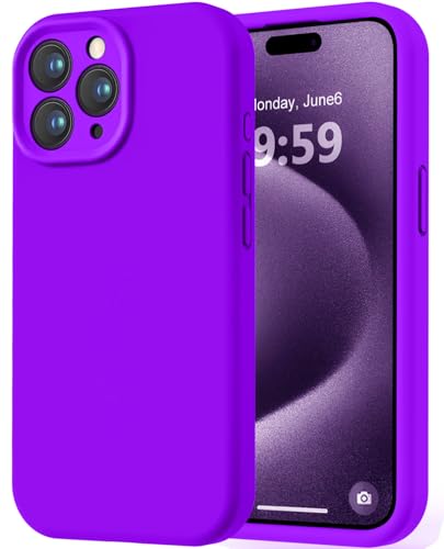 LOVE 3000 Schutzhülle für iPhone 15 Pro, Premium-Silikon mit weichem kratzfestem Mikrofaser-Futter, stoßfeste Schutzhülle für Männer und Frauen und Mädchen, 15,5 cm (6,1 Zoll), Neonviolett von LOVE 3000