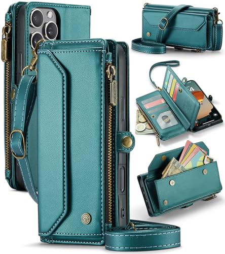 CaseMe Lederhülle für iPhone 16 Pro Max, RFID-blockierend, multifunktional, Reißverschluss, Geldbörse, Handtasche, Ledertasche mit Kartenfächern, Ständer, Crossbody-Schultergurt, Umhängeband für CaseMe Lederhülle für iPhone 16 Pro Max, RFID-blockierend, multifunktional, Reißverschluss, Geldbörse, Handtasche, Ledertasche mit Kartenfächern, Ständer, Crossbody-Schultergurt, Umhängeband für von LOVE MEI