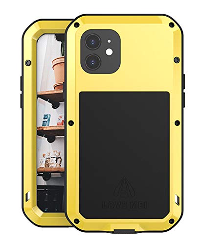 LOVE MEI Hülle für iPhone 12, Heavy Duty Stoßfest Staubdicht Kratzfeste Hybrid Tough Armor Aluminium Metall Militär Bumper Ganzkörper Schutzhülle Hülle mit gehärtetem Glas für iPhone 12 (Gelb) LOVE MEI Hülle für iPhone 12, Heavy Duty Stoßfest Staubdicht Kratzfeste Hybrid Tough Armor Aluminium Metall Militär Bumper Ganzkörper Schutzhülle Hülle mit gehärtetem Glas für iPhone 12 (Gelb) von LOVE MEI