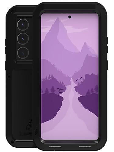 LOVE MEI Kompatibel mit Samsung Galaxy S24 Ultra 5G Metall hülle, Stoßfest Staubdicht Case Schwerlast Draussen Hybride Aluminium Case,Unterstützt drahtloses Laden (Schwarz) von LOVE MEI