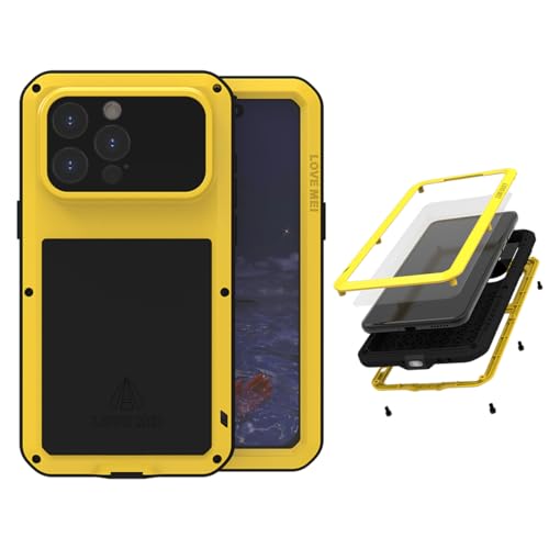 LOVE MEI Metallhülle für iPhone 15 Pro Max, Strapazierfähig Militärqualität Stoßfest Staubdicht Ganzkörper-Schutzhülle mit Eingebautem Displayschutz aus Gehärtetem Glas für iPhone 15 Pro Max (Gelb) LOVE MEI Metallhülle für iPhone 15 Pro Max, Strapazierfähig Militärqualität Stoßfest Staubdicht Ganzkörper-Schutzhülle mit Eingebautem Displayschutz aus Gehärtetem Glas für iPhone 15 Pro Max (Gelb) von LOVE MEI