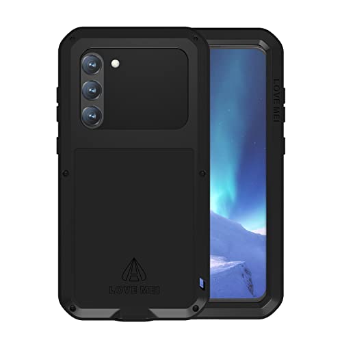 LOVE MEI Samsung Galaxy S23 Plus Militärische Metall-Silikonhülle [Integrierter Displayschutz] Ganzkörper Heavy Duty Stoßfest Armor Protection Case für Galaxy S23 Plus Schwarz von LOVE MEI