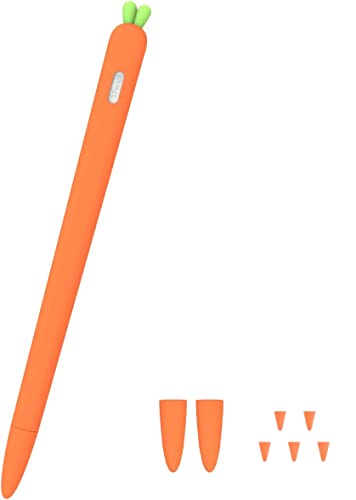 LOVE MEI Schutzhülle für Apple Pencil 2. Generation, süßes Karotten-Design, weiches Silikon, rutschfest, glatter Griff, kompatibel mit Apple Pencil 2. Generation (Orange) von LOVE MEI