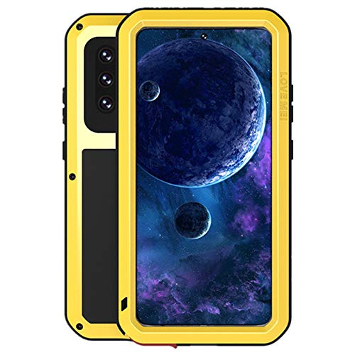 LOVE MEI Schutzhülle für Samsung Galaxy A52, Aluminium + Hartglas, wasserdicht, stoßfest, Militär, robust, für Samsung Galaxy A52 (gelb) von LOVE MEI