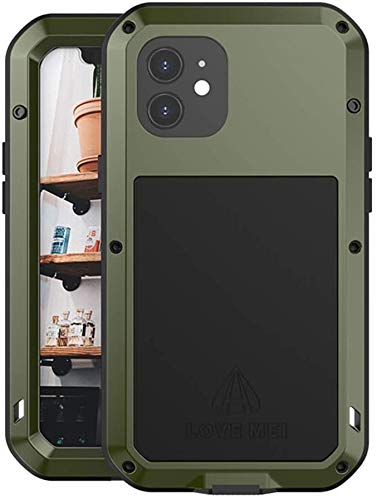 LOVE MEI Schutzhülle für iPhone 12, robust, vollständiger Schutz, militärische Stoßstange, Aluminium, Metall, staubdicht, stoßfest, mit gehärtetem Glas, Armeegrün LOVE MEI Schutzhülle für iPhone 12, robust, vollständiger Schutz, militärische Stoßstange, Aluminium, Metall, staubdicht, stoßfest, mit gehärtetem Glas, Armeegrün von BoHuiTai