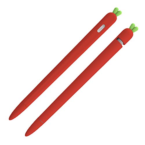 LOVE MEI Silikon Hülle für Apple Pencil 2. Generation, Ultra Dünn Anti-Rutsch niedliche Soft Grip Pouch Sleeve Skin Hülle Holder mit Kappenhalter und Pen Nib Spitze Schutzhülle (Rot) von LOVE MEI