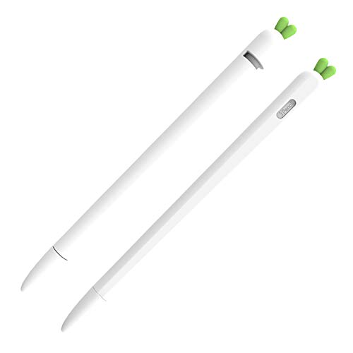 LOVE MEI Silikon Hülle für Apple Pencil 2. Generation, Ultra Dünn Anti-Rutsch niedliche Soft Grip Pouch Sleeve Skin Hülle Holder mit Kappenhalter und Pen Nib Spitze Schutzhülle (Weiß) von LOVE MEI