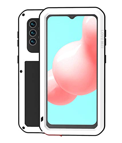 LOVE MEI für Samsung Galaxy A32 Hülle, Outdoor Heavy Duty Stoßfest Staubdicht Hybrid Aluminium Metall Militär Bumper Schutzhülle Hülle mit gehärtetem Glas für Samsung Galaxy A32 5G 6,5 Zoll (Weiß) von LOVE MEI