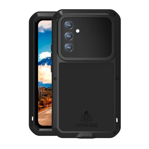 LOVE MEI für Samsung Galaxy A54 5G Metall hülle,360 Grad Outdoor Schutzhülle Case Hybrid Military Shockproof Hochleistungsschutz hülle[Eingebauter Displayschutz] für Galaxy A54 (Schwarz) von LOVE MEI