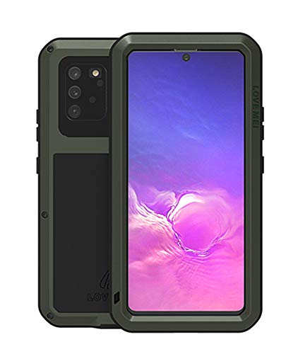 LOVE MEI für Samsung Galaxy S10 Lite 2020 Metall Hülle,Heavy Duty Rüstung Tank Bumper Robust Aluminium Metall Stoßfest/Staubdicht/Anti-Drop Ganzkörper Schutz Fall Cover mit gehärtetem Glas (Grün) von LOVE MEI