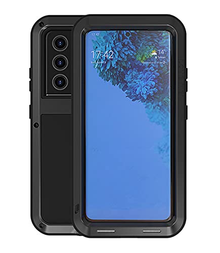 LOVE MEI für Samsung Galaxy S21 Ultra Metall Hülle, Heavy Duty Rüstung Tank Robust Militär Bumper Aluminium Metall Stoßfest/Anti-Drop Fall Cover für Samsung Galaxy S21 Ultra 5G (6,8 Zoll) (Schwarz) von LOVE MEI