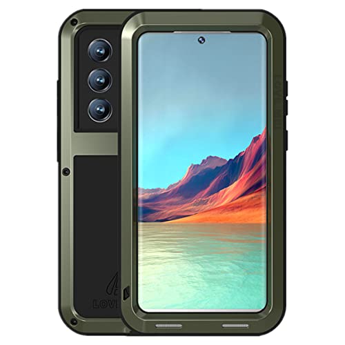 Love MEI Schutzhülle für Samsung Galaxy S22 Ultra, Outdoor Sport Heavy Duty Hybrid Metall Aluminium + Silikon Stoßfest Schutzhülle【ohne Hartglas】für Samsung Galaxy S22 Ultra (Grün) von LOVE MEI